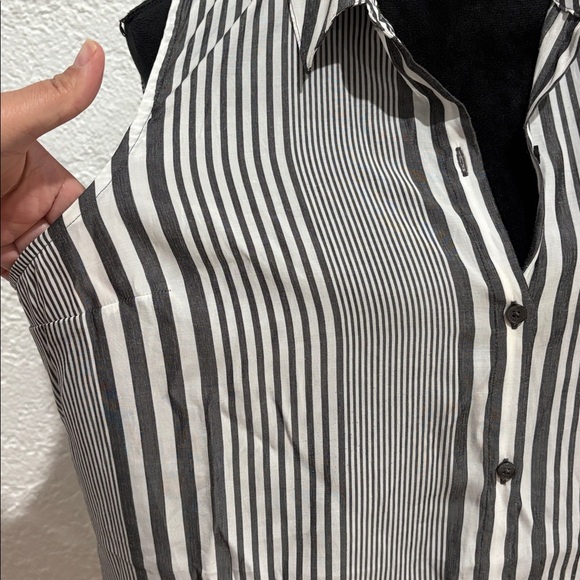 Express Long Shirt Striped Dark Grey and White Sleeveless Size Large - Picture 4 of 8